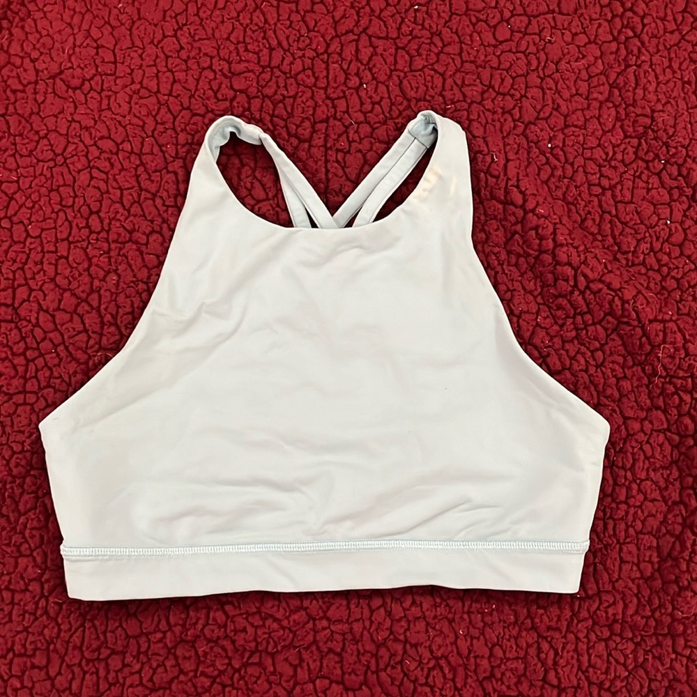 Blue high neck energy bra